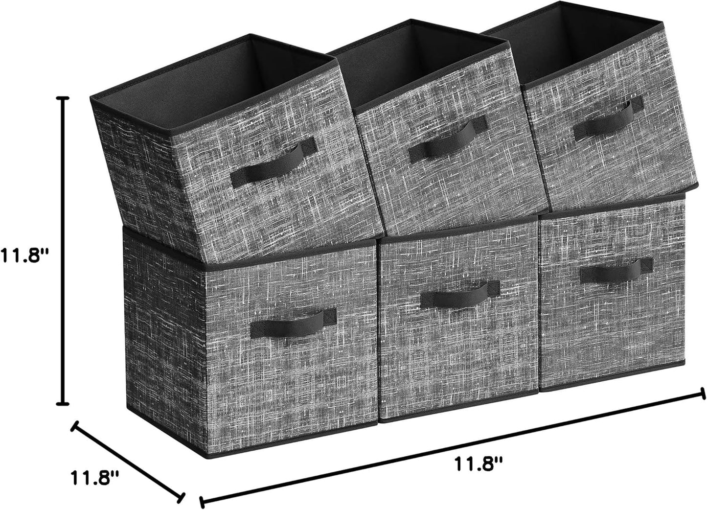 SONGMICS Storage Cubes - 11.8-Inch Foldable Non-Woven Fabric Bins | Set of 6 Closet Organizers in Classic Black
