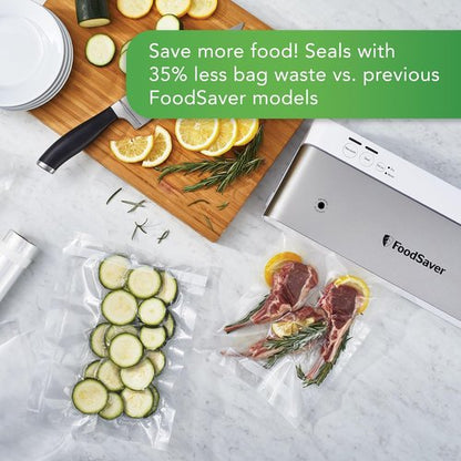FoodSaver Compact Vacuum Sealer Machine - Airtight Food Storage & Sous Vide Bags, White