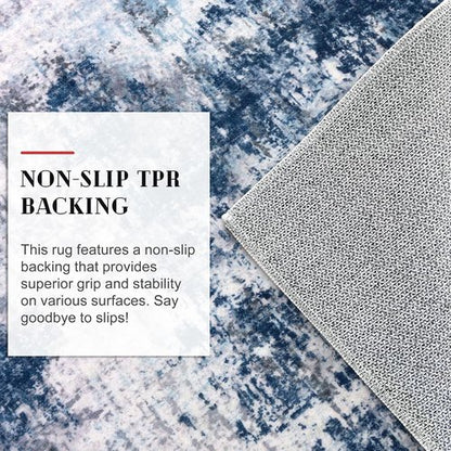 Lansny Modern Abstract Runner Rug - Washable Non-Slip Soft Hallway Rug | 2x6 Grey Navy Design