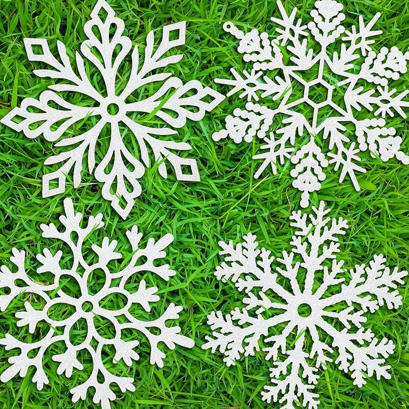 24 Pcs 12 Inch White Snowflake Ornaments - Large Christmas Decor (Variation: White+24)