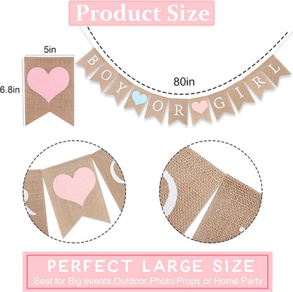 Regine Switzerland Burlap Gender Reveal Banner - Rustic Boy or Girl Baby Shower Decor
