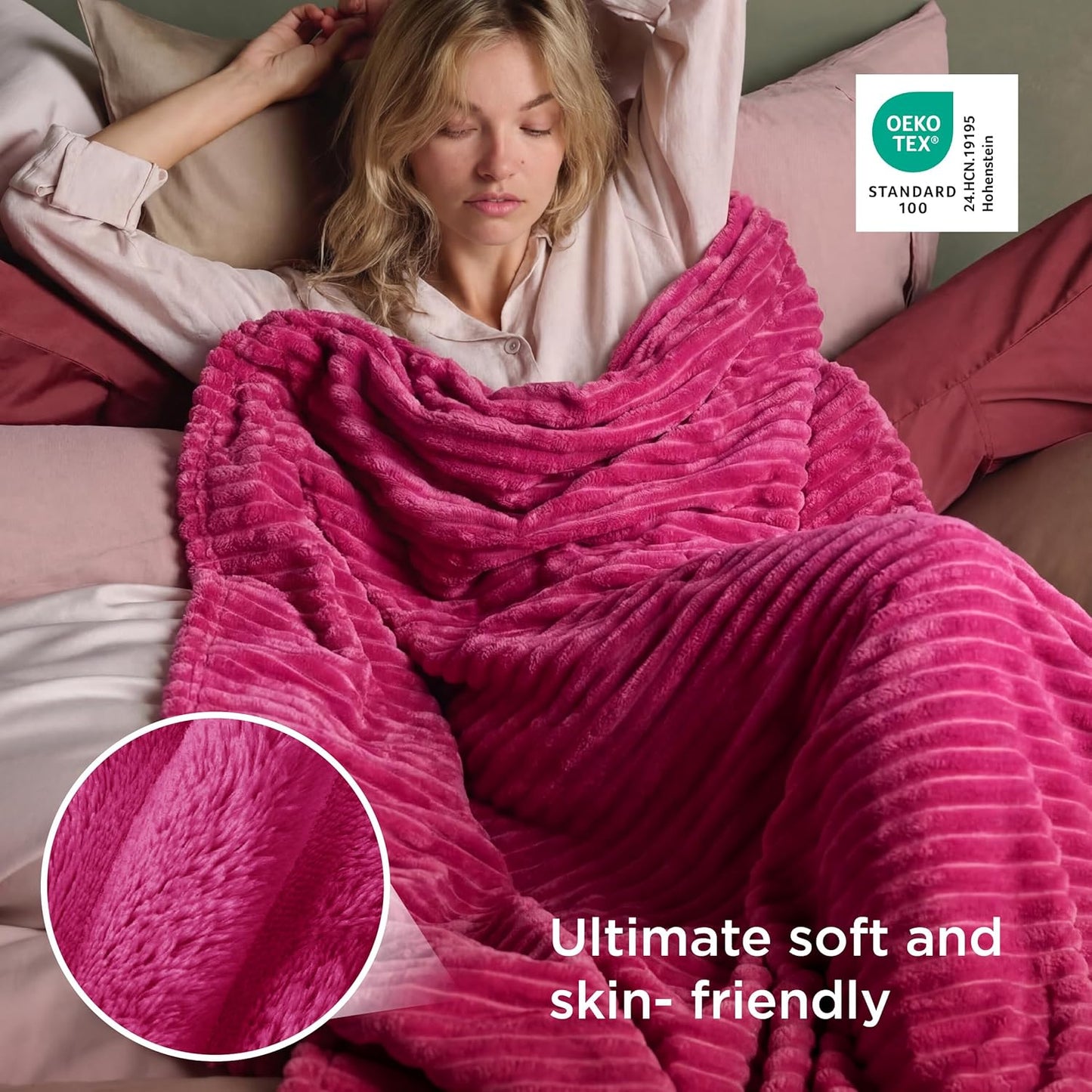 Bedsure GentleSoft Hot Pink Queen Blanket - Cozy, Soft Throw for Women | 90x90 Inches