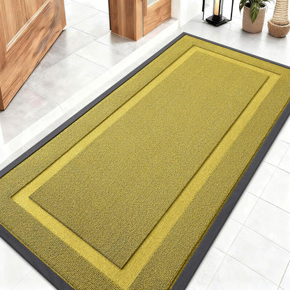 OLANLY Indoor Outdoor Front Door Mat - Waterproof All-Season Doormat, Easy Clean, 47x23, Lime Green