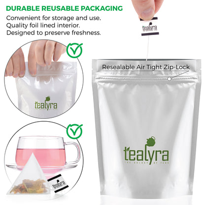 Tealyra - Orange Lemonade - 25 Bags - Hibiscus - Eucalyptus - Lemongrass - Herbal Fruity Loose Leaf Tea - Vitamins Rich - Boost Immune System - Caffeine-Free - Pyramids Style Sachets