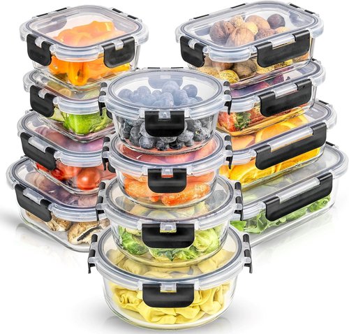 JoyJolt 24pc Borosilicate Glass Storage Containers - Airtight & Freezer Safe | Meal Prep Tupperware Set