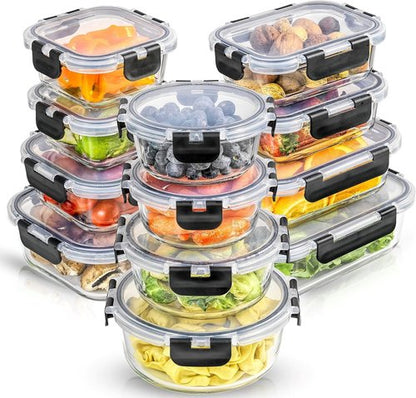 JoyJolt 24pc Borosilicate Glass Storage Containers - Airtight & Freezer Safe | Meal Prep Tupperware Set