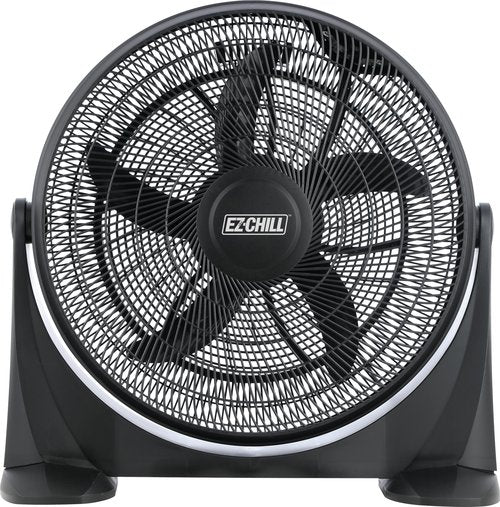EZ-CHILL 20" High Velocity Floor Fan with 180 Degree Adjustable Tilt, 3 Speed, Ideal for Home, Bedroom, & Office, 01302