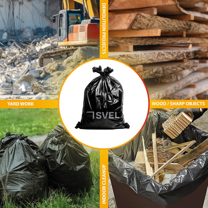 Svel Heavy Duty Industrial Contractor Bags 42 gallons 2 Mil (20 Bags) - 33" x 48" Thick and Tough Trash Bag for Construction, Commerical, Yard, Outdoor use.