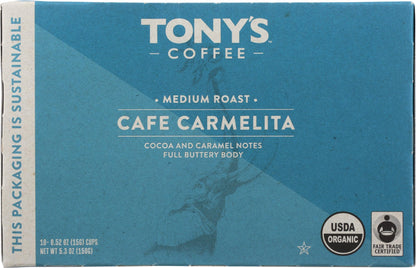 Tony's Coffee Cafe Carmelita Medium Roast Coffee Single Serve Capsules, 10 ct