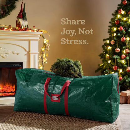 Zober Christmas Tree Storage Bag - Waterproof Protection for 7.5 Ft Trees - Durable Handles & Label Slot - Green