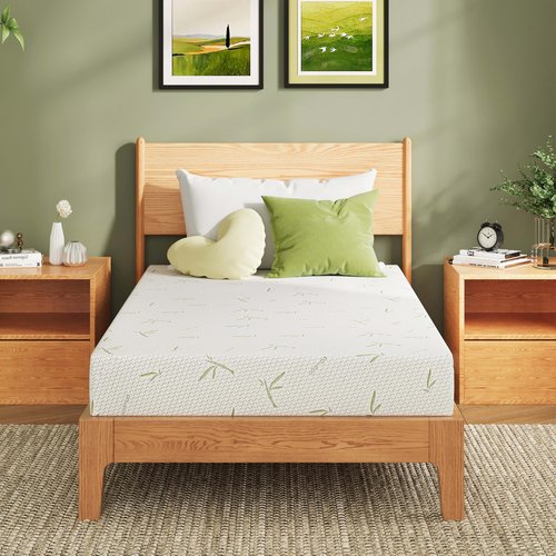 EGOHOME 8 Inch Full Size Mattress, Cooling Green Tea Gel Memory Foam for Pressure Relief, Medium Firm Support, Fiberglass Free, Bed in a Box, CertiPUR-US Certified