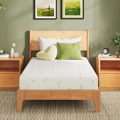 EGOHOME 8 Inch Full Size Mattress, Cooling Green Tea Gel Memory Foam for Pressure Relief, Medium Firm Support, Fiberglass Free, Bed in a Box, CertiPUR-US Certified