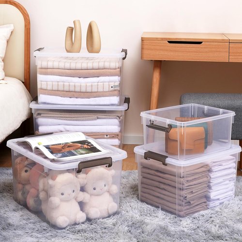 ITYLIFE 17 QT Stackable Plastic Storage Bins - Latching Lids for Organized Garage, Closet & Kitchen | 2 Pack