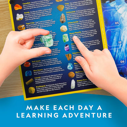 National Geographic 2026 Rock Collection Advent Calendar - 24 Gemstones, Minerals & Fossils for Kids