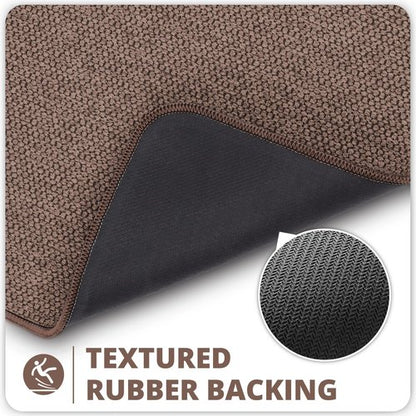 Bath Mat,Ultra Thin Bathroom Rugs,Rubber Bath Mats for Bathroom,No Slip Bath Rugs,Quick Dry,Machine Washable,Low Pile,Absorbent,Shower Outside,Sink,Home Decor Accessories.Brown,1'5"x2'3"(2 Pack)