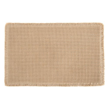 Hiasan Waffle Bath Mat, Super Absorbent Non Slip Bathroom Boho Rug with Tassels, Machine Washable Bath Mats for Bathroom, Ultra Soft Rubber Backed Rug, Brown, 20 x 32 Inches