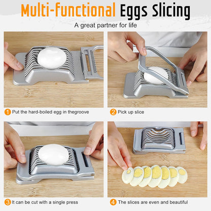 Skiennix Egg Slicer - Heavy-Duty Stainless Steel Cutter | Dishwasher Safe for Eggs, Salads & More