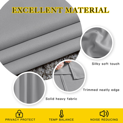 NICETOWN Bedroom Blackout Curtains Panels - Triple Weave Energy Saving Thermal Insulated Solid Grommet Blackout Draperies for Living Room (Silver Grey, Set of 2, W52 x L120)