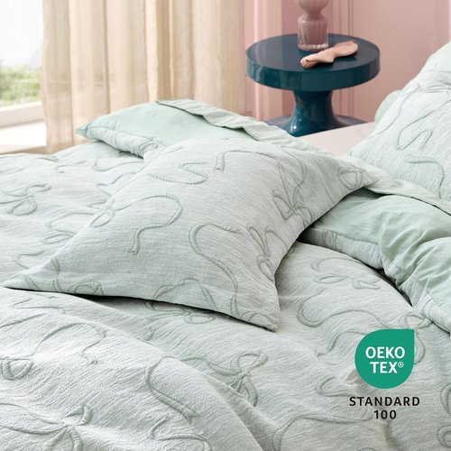 Bedsure Green Duvet Cover - Queen Size Bowknot Jacquard Design | Soft, Elegant Boho Bedding Set with 1 Duvet Cover & 2 Pillow Shams