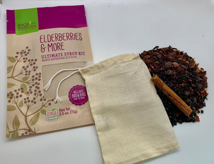 Elderberries & More Ultimate Syrup Mix - Makes Approx. 32 oz with Honey - Organic Dried Ingredients -Included Tea Bag - Elderberry, Rosehips, Hibiscus, Cinnamon Stick, and Whole Cloves