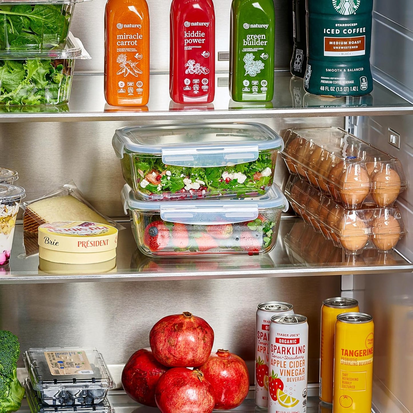 Skiennix 8-Cup Glass Food Storage Containers - Airtight Meal Prep Set with Lids | Freezer & Microwave Safe