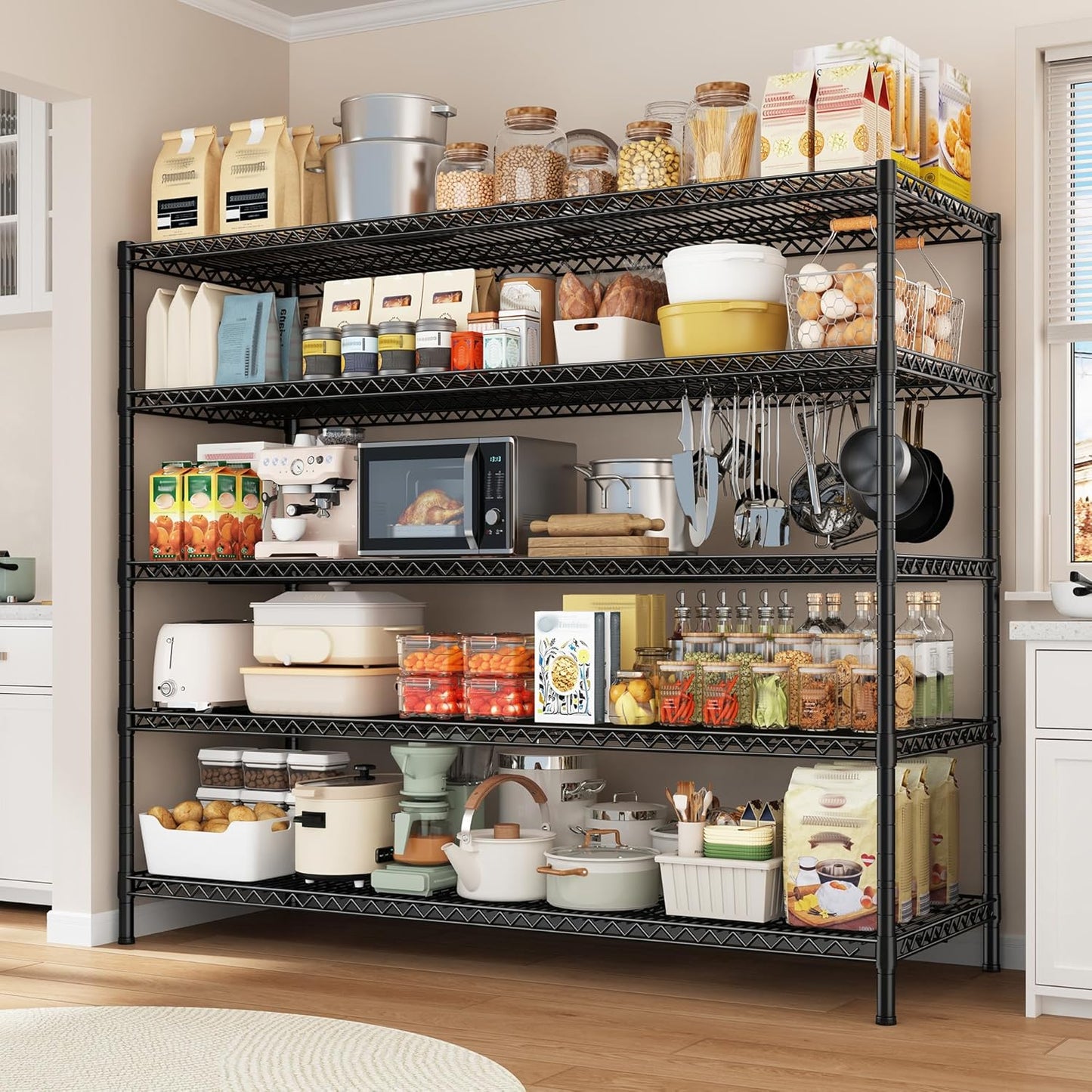 Reibii 3200LBS Heavy Duty Garage Shelving - 5 Tier Adjustable Metal Unit | 55.5" W x 18" D x 71" H