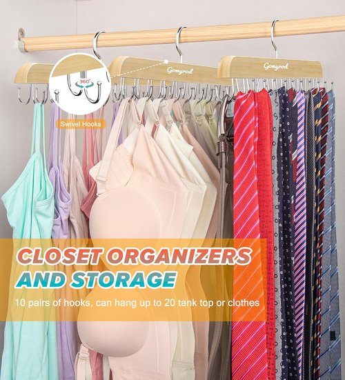 Gomyrod Bra Hanger - Space-Saving 2-Pack with 20 Hooks | Holds 40 Bras, 360° Rotating Design