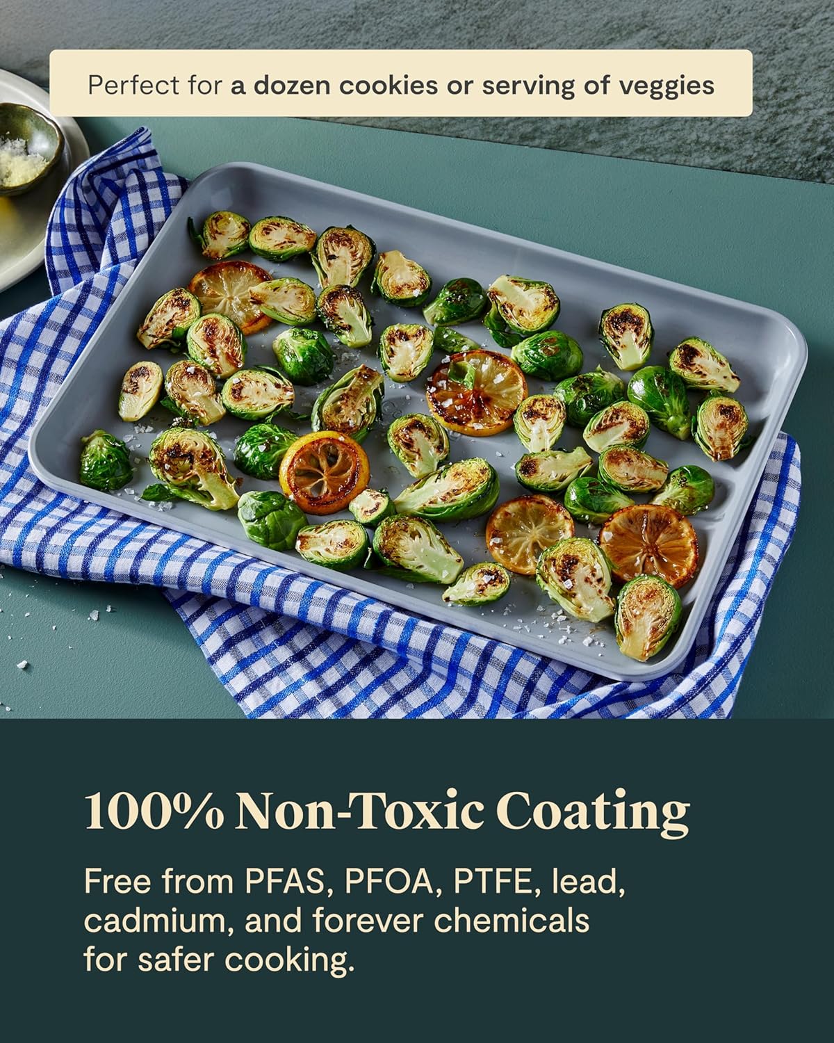 Caraway Non-Stick Ceramic Baking Sheet - Non-Toxic, PTFE & PFOA Free - Ideal for Baking & Roasting - Medium (15" x 10") - Slate