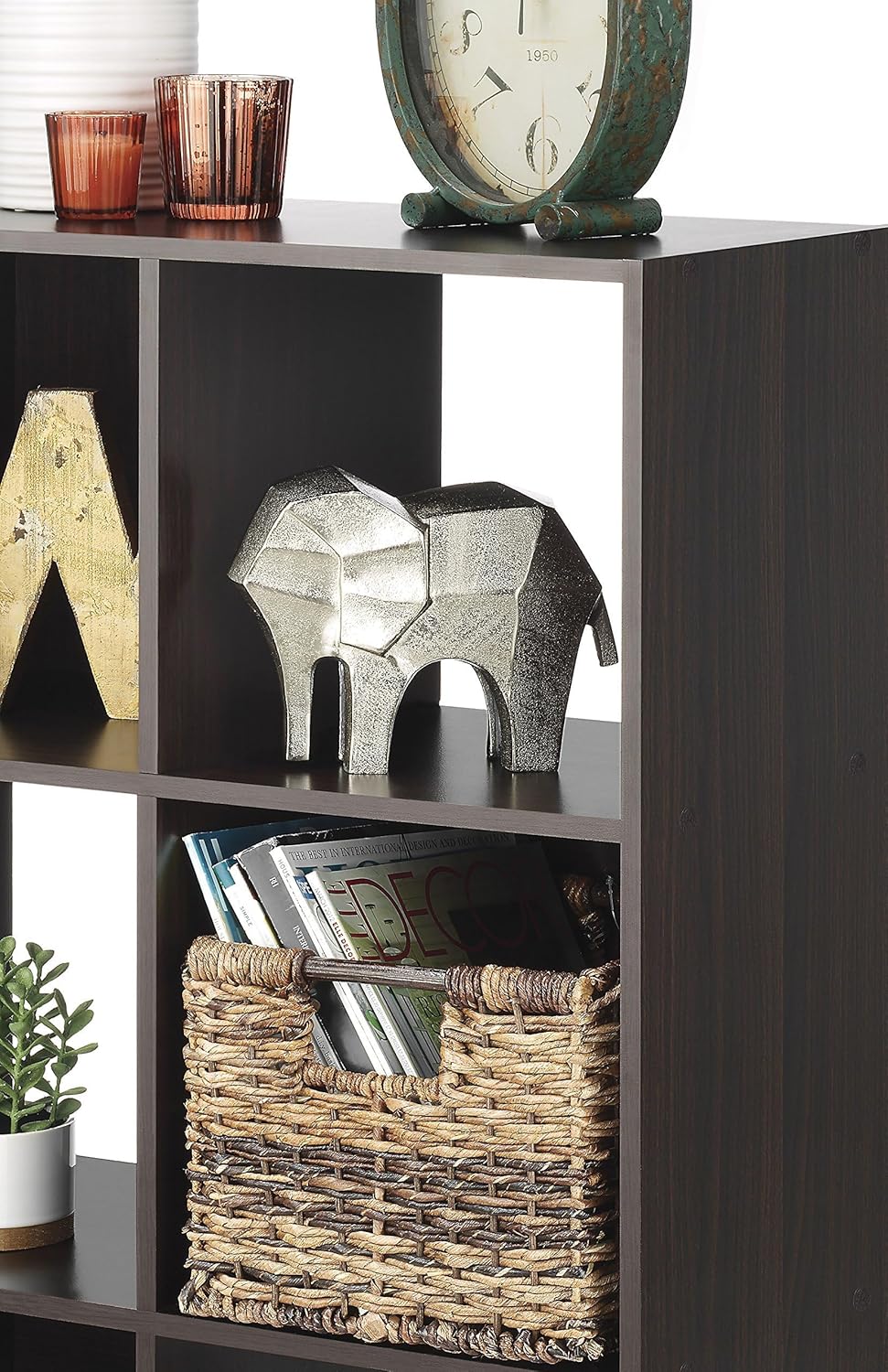 Whitmor 9 Cube Storage Organizer - Stackable MDF Wood Bookcase for Living Room & Office | Espresso Finish, 35.5"L x 11.7"W x 35.5"H