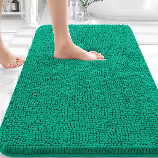 OLANLY Bathroom Rugs - Extra Soft Absorbent Chenille Mats | Quick Dry, Machine Washable, 36x24 Emerald