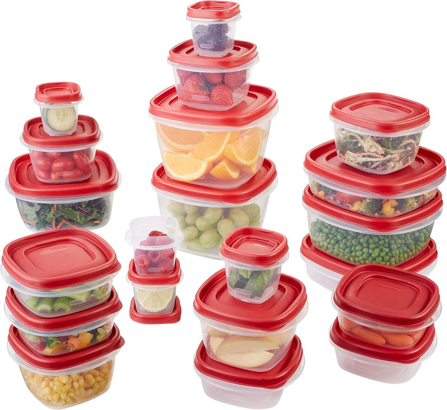 Rubbermaid Easy Find Lids | 42-Piece Food Storage Container Set in Racer Red - Organized & Durable