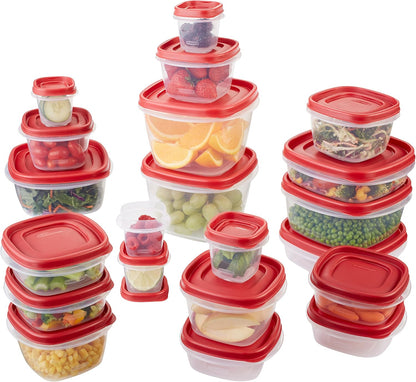 Rubbermaid Easy Find Lids | 42-Piece Food Storage Container Set in Racer Red - Organized & Durable