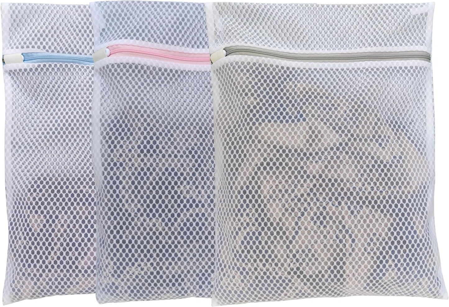 Mesh Laundry Bags for Delicates by [Brand Name] - 3 Pack (12”×16”) with Color-Coded Zippers | Protects Clothes from Damage