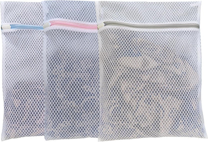 Mesh Laundry Bags for Delicates by [Brand Name] - 3 Pack (12”×16”) with Color-Coded Zippers | Protects Clothes from Damage