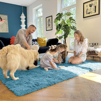 OLANLY Runner Rugs - Soft Fluffy Machine Washable 2x5 for Hallway & Bedroom | Slate Blue Indoor Carpet