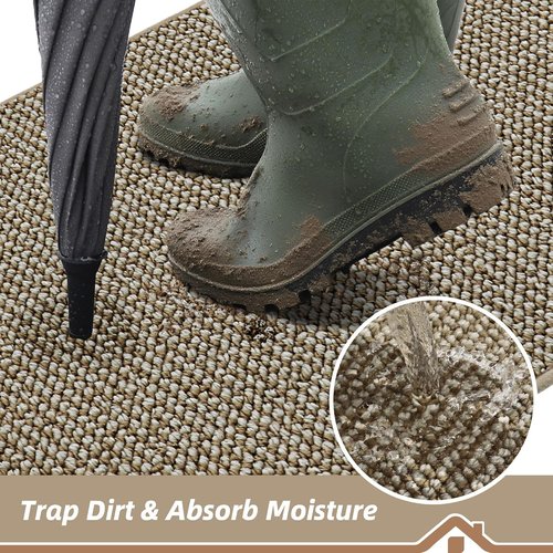 BEQHAUSE Dirt Trapper Door Mat - Non-Slip, Washable, Absorbent | 32" x 48", Light Beige for Entryway