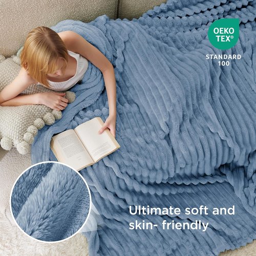 Bedsure GentleSoft Blue Full Blanket - Cozy Fleece Throw for Women, Perfect Birthday Gift, 84x90 Inches