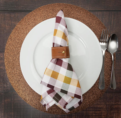 PERLLI Rustic Burnt Orange Napkins - 100% Cotton, Washable & Reusable | 12 Pack, 18x18 Inches for Thanksgiving