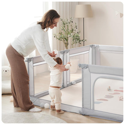 Sweeby Baby Playpen - Foldable Indoor/Outdoor Playpen with Gate | Large 59"x59" Grey Play Yard