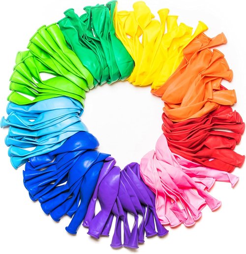 Dusico® Rainbow Balloons - 100 Pack of 12-Inch Assorted Bright Colors | Durable Latex for Helium or Air Use - Perfect for Kids' Birthday Parties