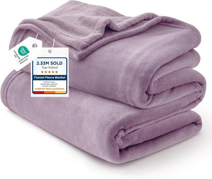 Bedsure GentleSoft Fleece Blanket - Lightweight Plush Cozy Twin Size Fog Purple, 60x80 Inches