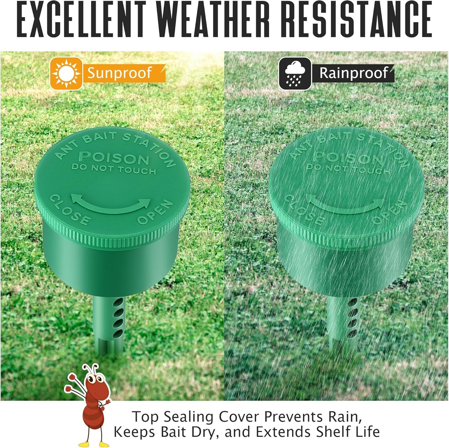 Qualirey Ant Bait Stations - Reusable Multi-Surface Ant Control | 2 Pack for Effective Home & Outdoor Use