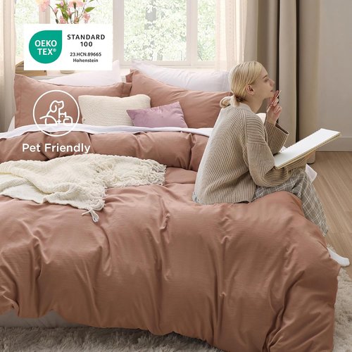 Bedsure Mocha Mousse Duvet Cover Set - Extra Soft Full Size Bedding, 3 Pieces with Zipper Closure & Pillow Shams