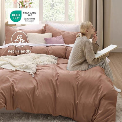 Bedsure Mocha Mousse Duvet Cover Set - Extra Soft Full Size Bedding, 3 Pieces with Zipper Closure & Pillow Shams