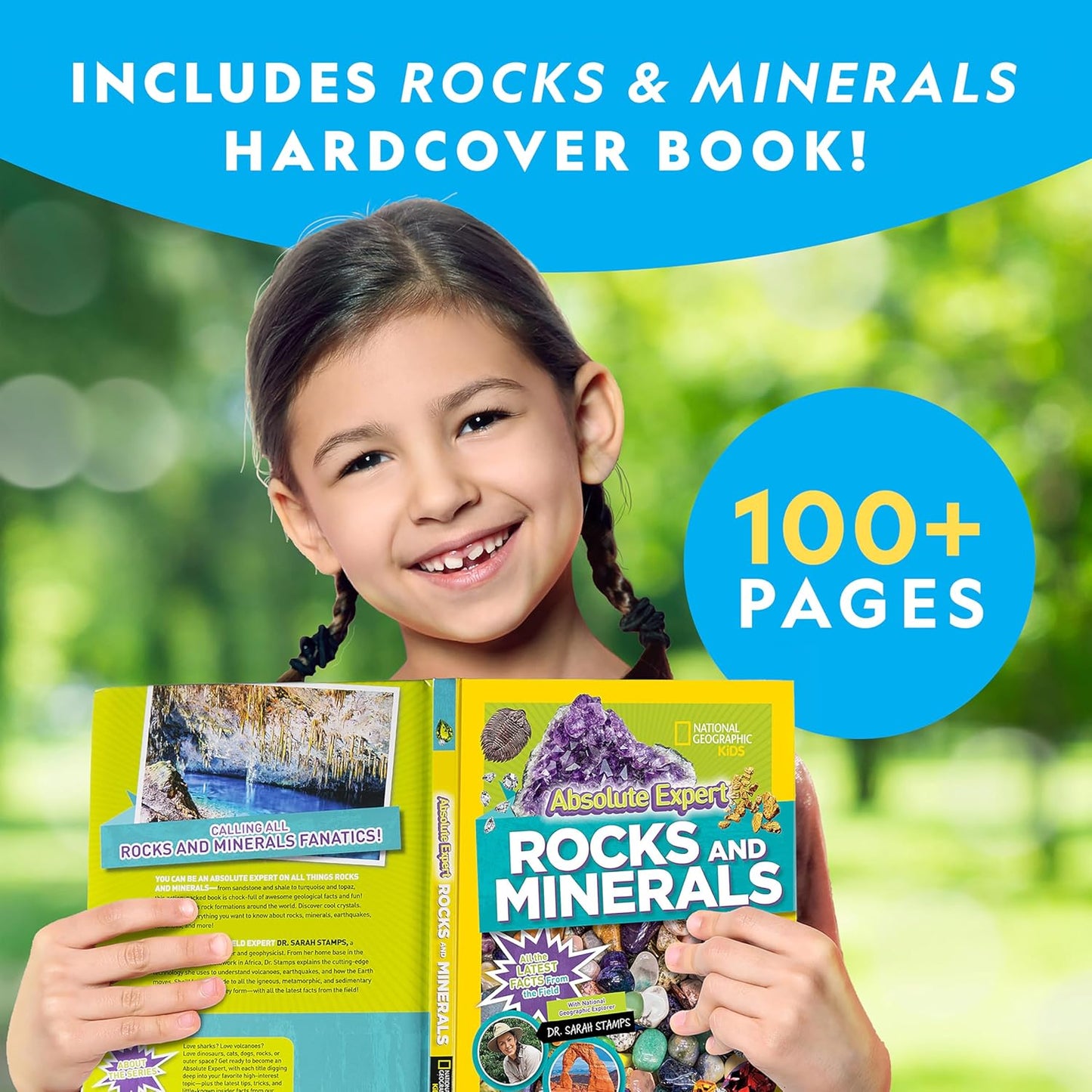 National Geographic Rock Collection Box for Kids - 300-Piece Set with Real Gemstones, Crystals & Minerals | Includes Expert Rocks & Minerals Book