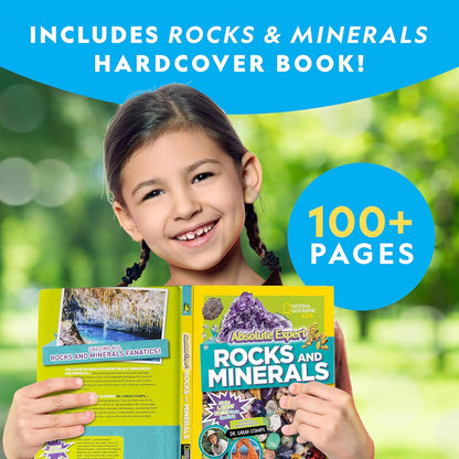 National Geographic Rock Collection Box for Kids - 300-Piece Set with Real Gemstones, Crystals & Minerals | Includes Expert Rocks & Minerals Book