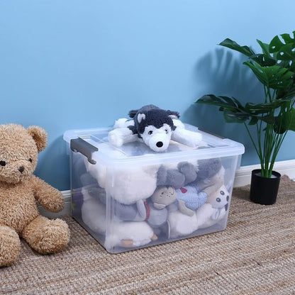 Citylife 32 QT Plastic Storage Bins - Stackable Containers with Latching Lids for Garage, Closet & Kitchen | 4-Pack