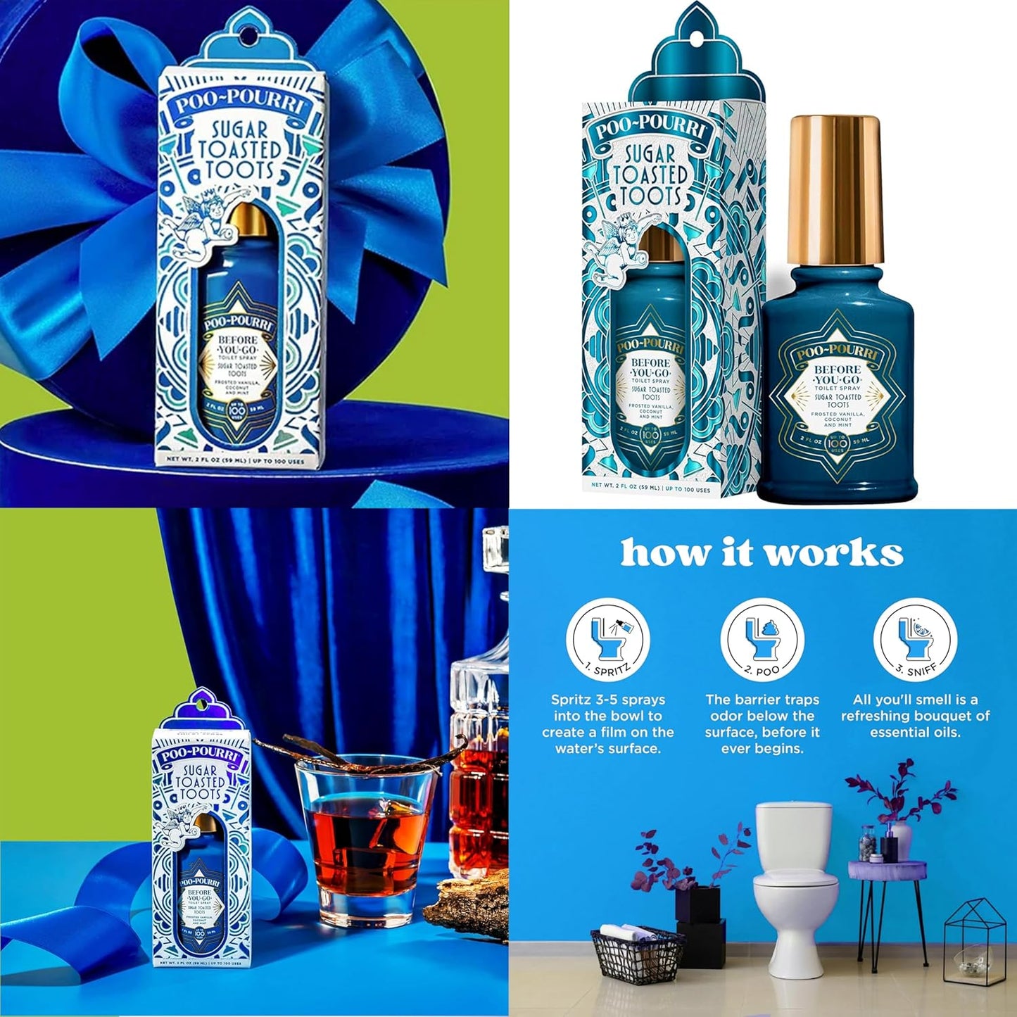 Poo-Pourri Toilet Spray Variety Pack - Spring Scents in 2 Oz | Maple Pumpkin & Balsam