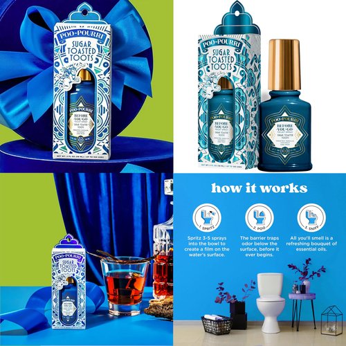 Poo-Pourri Toilet Spray, Holiday Pack Gift Set - Berry and Bright Balsam Bum and Sugar Toasted Toots Includes 3 2-Ounce Bottles