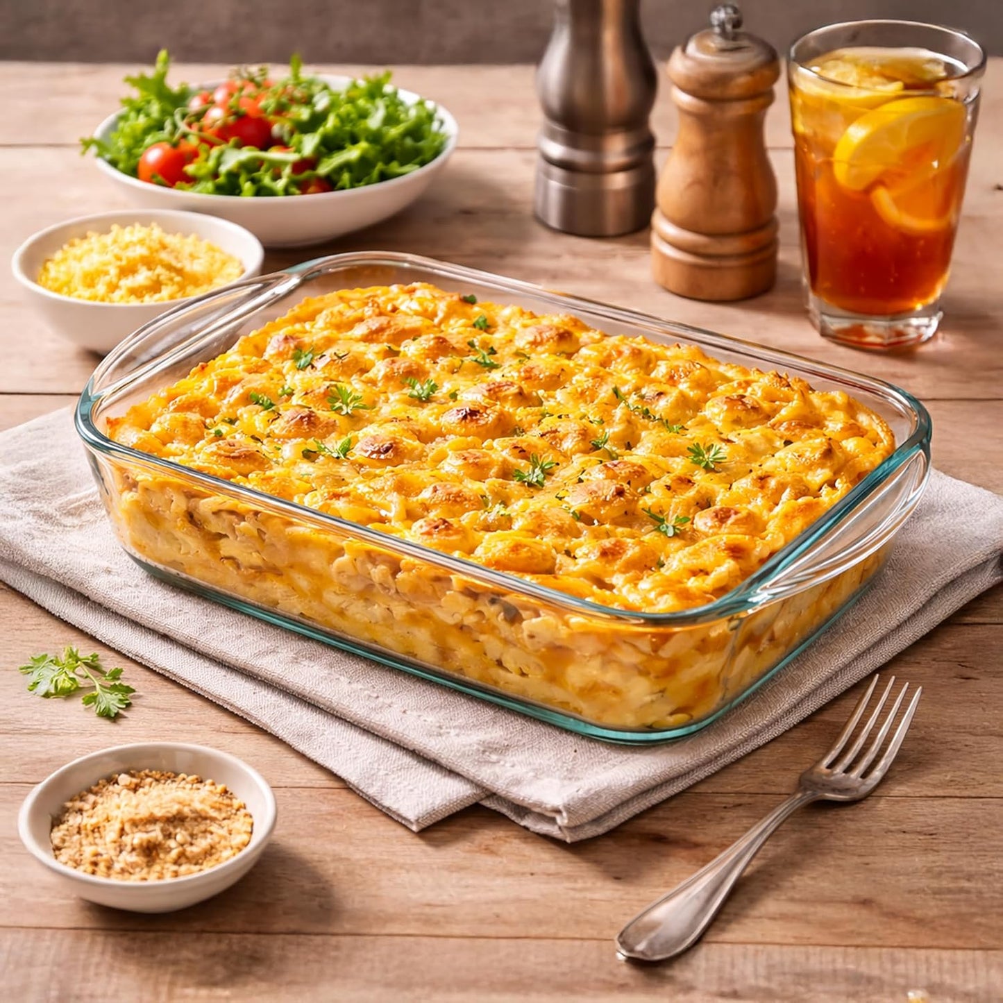 Ums 2-Qt Glass Baking Dish - Borosilicate Casserole with Lid | Oven, Microwave & Dishwasher Safe (13" x 7.5" x 2.4")